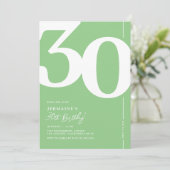 Grüne 30. Geburtstagsfeier Party Einladungen (Stehend Vorderseite)