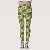 grüne 3D-Quadrate Leggings (Vorderseite)