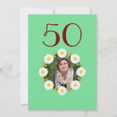 Grüne 50. Geburtstag Einfache rote Sonnenblume Einladung (Rückseite)