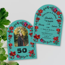 Grüne 50. Geburtstagsfeier Skurril Doodle Blumen