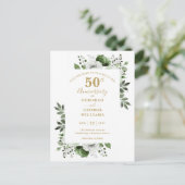 Grüne 50. Hochzeitstag Save the Date Postkarte (Stehend Vorderseite)