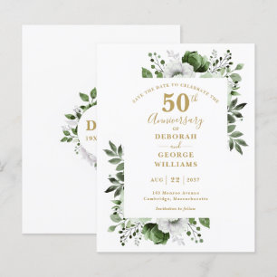 Grüne 50. Hochzeitstag Save the Date Postkarte