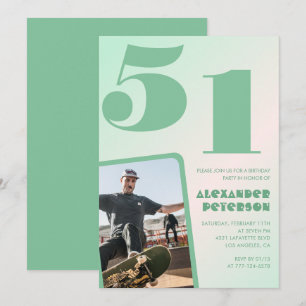 Grüne 51. Geburtstagseinladungen mit Farbverlauf J Einladung
