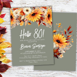 Grüne 80. Geburtstag Herbst Blumenladen Einladung