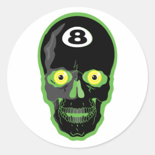 grüne 8-Ball-Schädel Runder Aufkleber