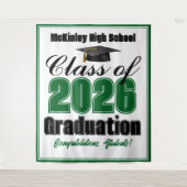 Grüne Abiturparty 2026 Fotobooth Wandteppich (Vorderseite)