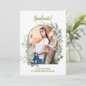 Grüne Abschluss Einladung mit Foto (Stehend Vorderseite)