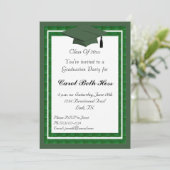 Grüne Abschluss-Party Einladung (Stehend Vorderseite)