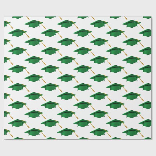 Grüne Abschlüsse in Weiß Geschenkpapier (Flach)