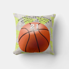 Grüne Abstrakte Basketballjungen Geburtsakte Kissen