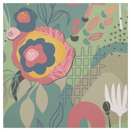 Grüne Abstrakte Blume Stoff (Muster)