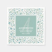 Grüne Abstrakte Blumenmedaille Serviette (Vorderseite)