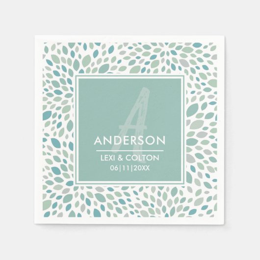 Grüne Abstrakte Blumenmedaille Serviette (Vorderseite)