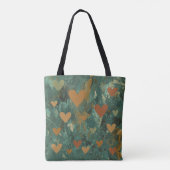 Grüne abstrakte Boho-Herzen Tasche (Rückseite)