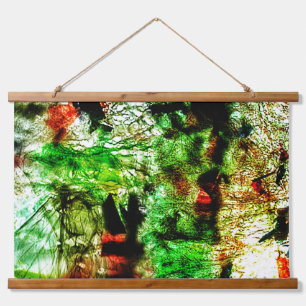 Grüne abstrakte Holztäfelung, Kunstkunst Wandteppich Mit Holzrahmen