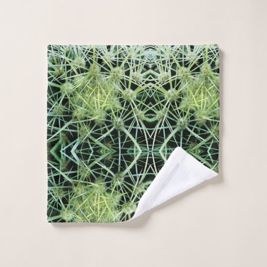 Grüne Abstrakte Kaktus Muster Badetücher Badhandtuch Set (Waschlappen)