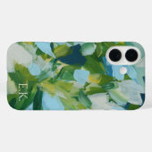 Grüne abstrakte Kunst Monogramm benutzerdefinierte Case-Mate iPhone Hülle (Rückseite (Horizontal))