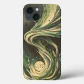Grüne Abstrakte Kunst Wasserwirbeln Aquarell Leinw Case-Mate iPhone Hülle (Rückseite)