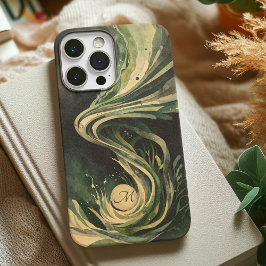 Grüne Abstrakte Kunst Wasserwirbeln Aquarell Leinw Case-Mate iPhone Hülle