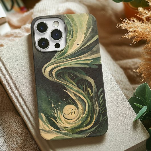 Grüne Abstrakte Kunst Wasserwirbeln Aquarell Leinw Case-Mate iPhone Hülle