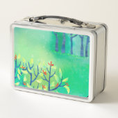 Grüne Abstrakte Landschaft Metall Brotdose (Rückseite)