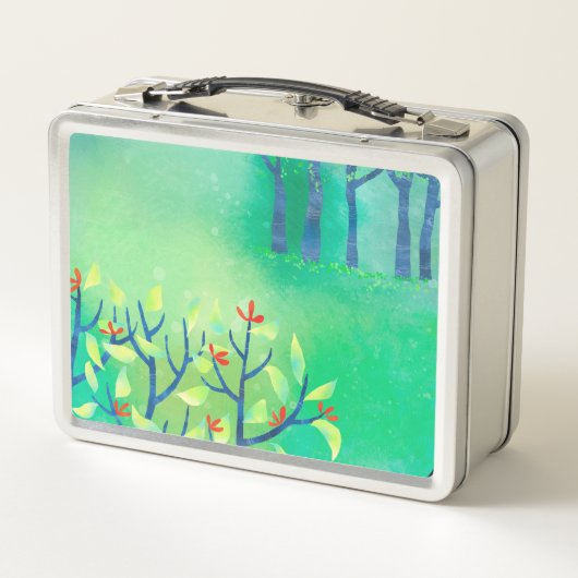 Grüne Abstrakte Landschaft Metall Brotdose (Rückseite)