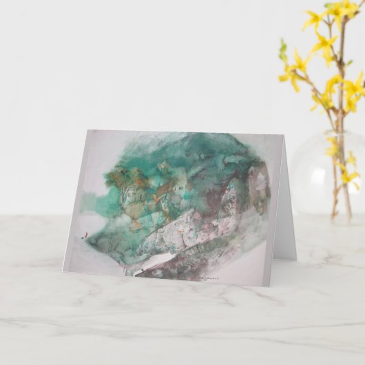 Grüne Abstrakte Landschaftsgrußkarte Karte (Gelbe Blume)