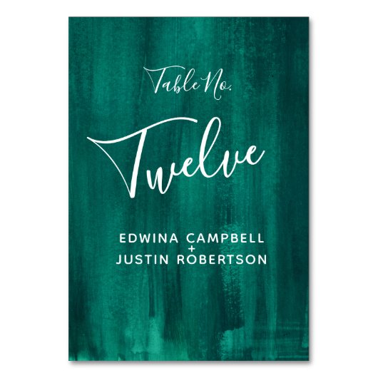 Grüne abstrakte moderne Kunsttichennummer Tischnummer (Rückseite)