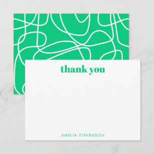 Grüne abstrakte moderne Linienkunst Personalisiert Dankeskarte