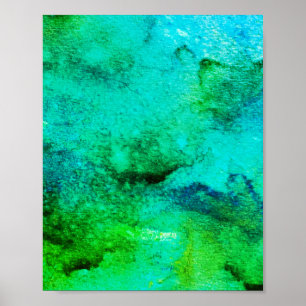 Grüne abstrakte Spaß-Wasserfarben-Kunst Blau Aqua  Poster