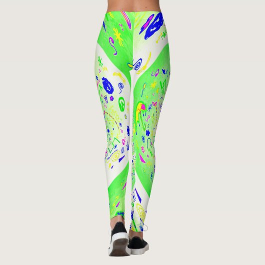 Grüne Abstrakte Spirale Leggings (Rückseite)