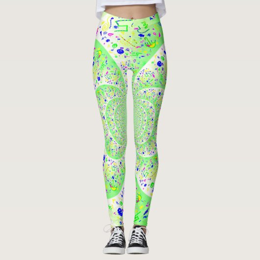 Grüne Abstrakte Spirale Leggings (Vorderseite)
