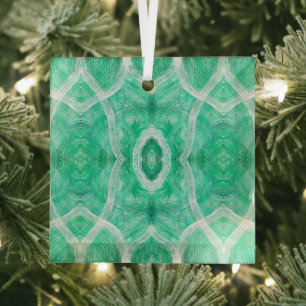 Grüne abstrakte Wasserfarbenkunst mit Lichteffekt Ornament Aus Glas