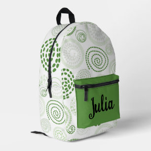 Grüne Abstrakte Wirbel Personalisiert Bedruckter Rucksack