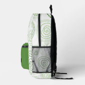 Grüne Abstrakte Wirbel Personalisiert Bedruckter Rucksack (Rechts)