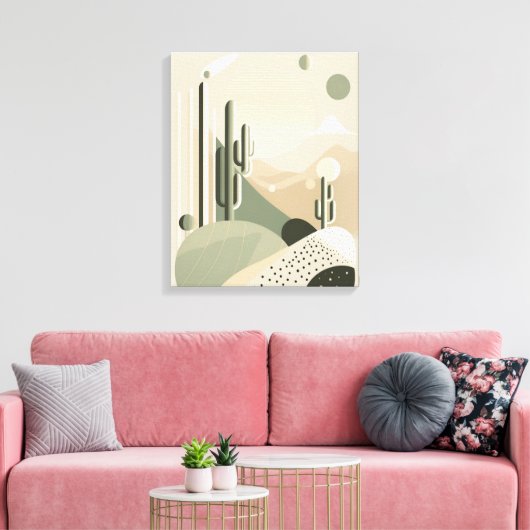 Grüne Abstrakte Wüstenlandschaft Boho Leinwanddruck (Insitu (Wohnzimmer))