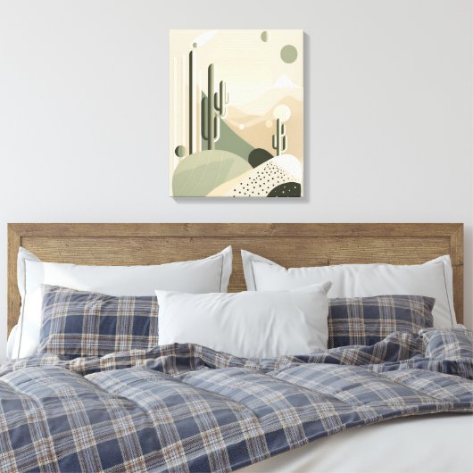 Grüne Abstrakte Wüstenlandschaft Boho Leinwanddruck (Insitu (Schlafzimmer))