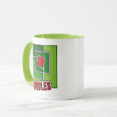 Grüne Abstraktion mit verdrehtem rotem Quadrat Tasse (Vorderseite Links)
