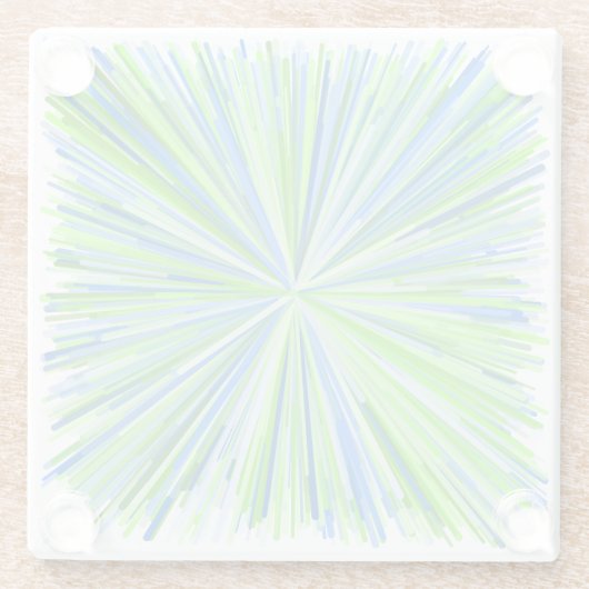 Grüne Abstufungen und Blue Line-Explosions-Muster Glasuntersetzer (Rückseite)