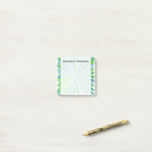 Grüne Abstufungen und Blue Line-Explosions-Muster Post-it Klebezettel (Auf Schreibtisch)