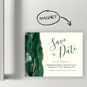 Grüne Achat-Elfenbein-Magnet-Hochzeit-Save-the-Dat Magnetkarte