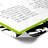 Grüne Akzente schwarze und weiße Damaskus-Sitzkart Poster (Ecke)