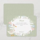 Grüne Alberne Gänschchen Gingham Floral Details Begleitkarte (Vorne/Hinten)