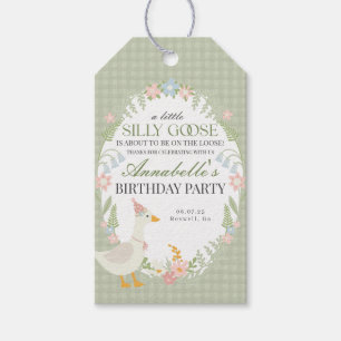 Grüne Alberne Gänse Floral Gingham Birthday Gevor Geschenkanhänger