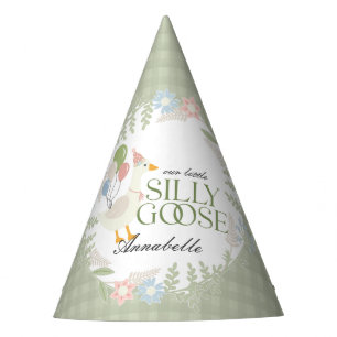 Grüne Alberne Gänse Floral Gingham Birthday Gevor Partyhütchen