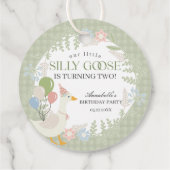 Grüne Alberne Gänse Floral Gingham Birthday Party Geschenkanhänger (Rückseite)
