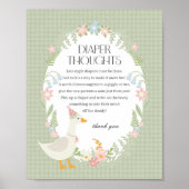 Grüne Alberne Gänse Gingham Windeln Gedanken Poster (Vorne)