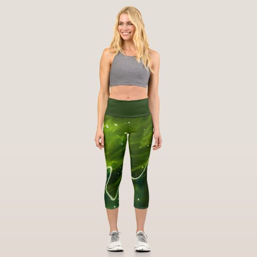 Grüne Algen und Wasserlecapcnm Capri Leggings (Vorderseite)