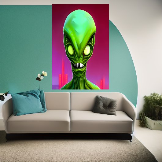 Grüne Alien | AI Art Poster