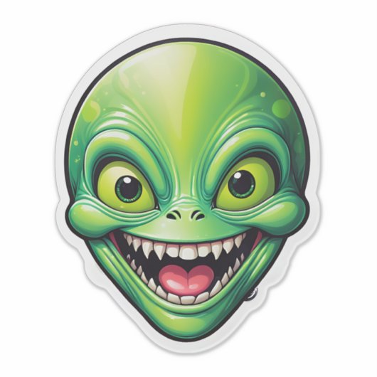 Grüne Alien Aufkleber (Vorderseite)